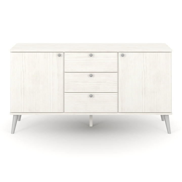 Augusta Curve Medium Sideboard With 2 Doors, 3 Drawers  White Silver (DHD) Image 2