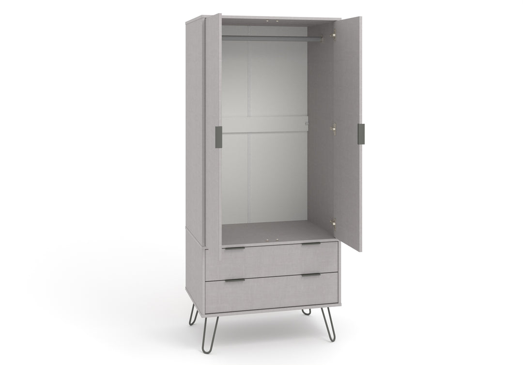 Augusta Grey 2 Door, 2 Drawer Wardrobe Grey   (DHD) Image 5
