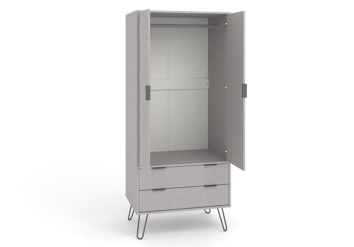 Augusta Grey 2 Door, 2 Drawer Wardrobe Grey   (DHD) Image 5