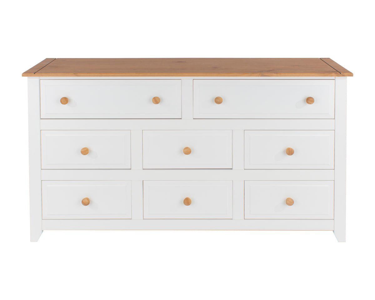 Capri 6+2 Drawer Large Chest White Antique Waxed Pine (DHD) Image 2