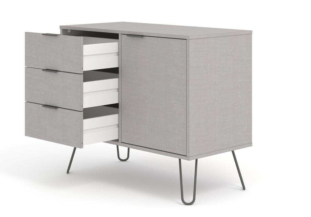 Augusta Grey Small Sideboard With 1 Doors, 3 Drawers Grey   (DHD) Image 4