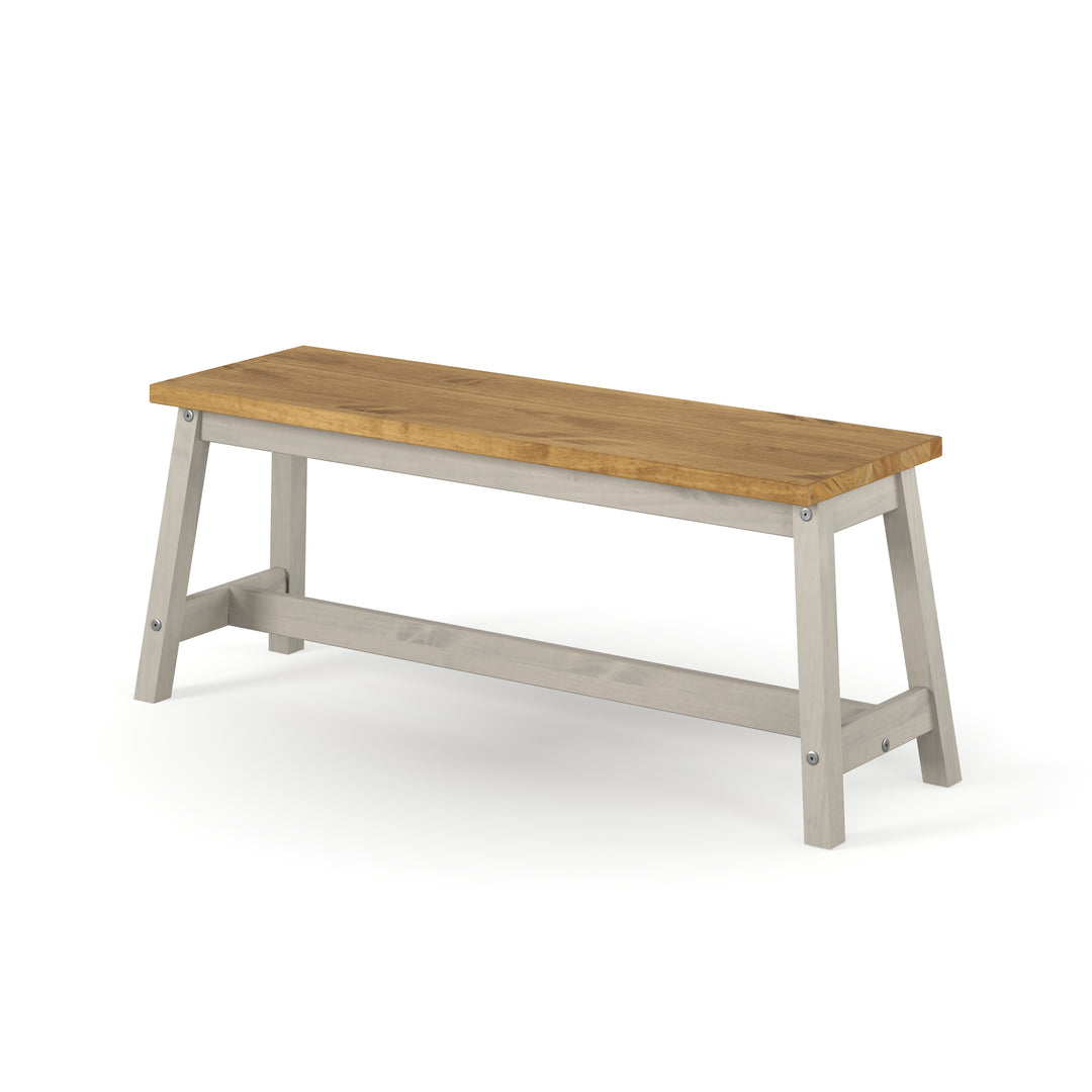Corona Grey Live Edge Large Dining Bench Grey Antique Waxed Pine (DHD) Image 1
