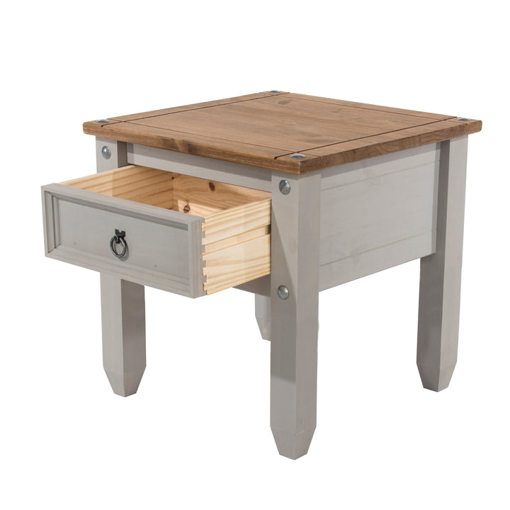Corona Grey Lamp Table Grey Wax Antique Waxed Pine (DHD) Image 4