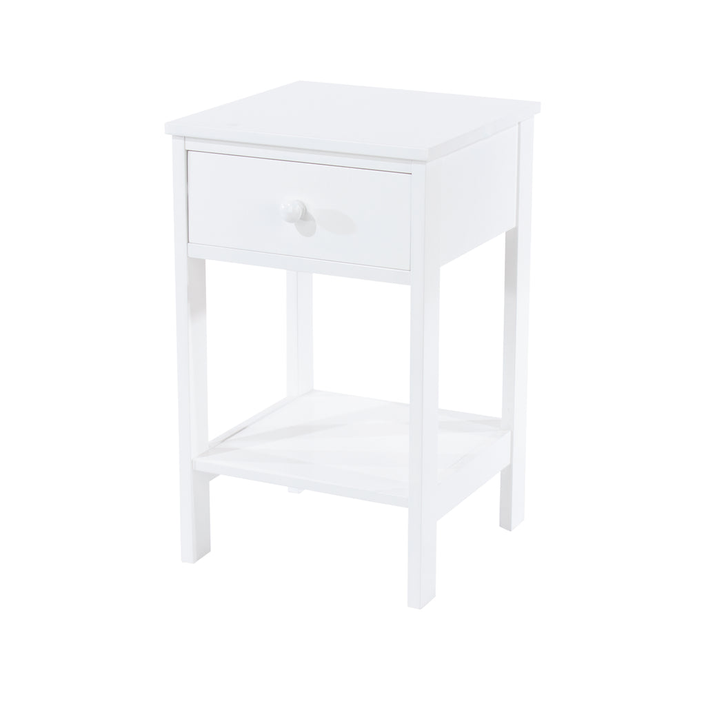 Options White Shaker, 1 Drawer Petite Bedside Cabinet White  (DHD) Image 1
