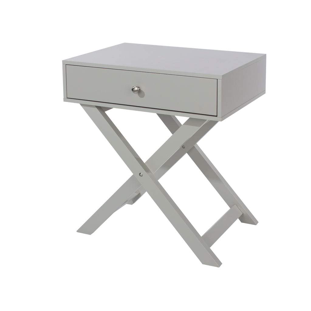 Options Grey X Leg  1 Drawer Petite Bedside Cabinet Grey  (DHD) Image 1