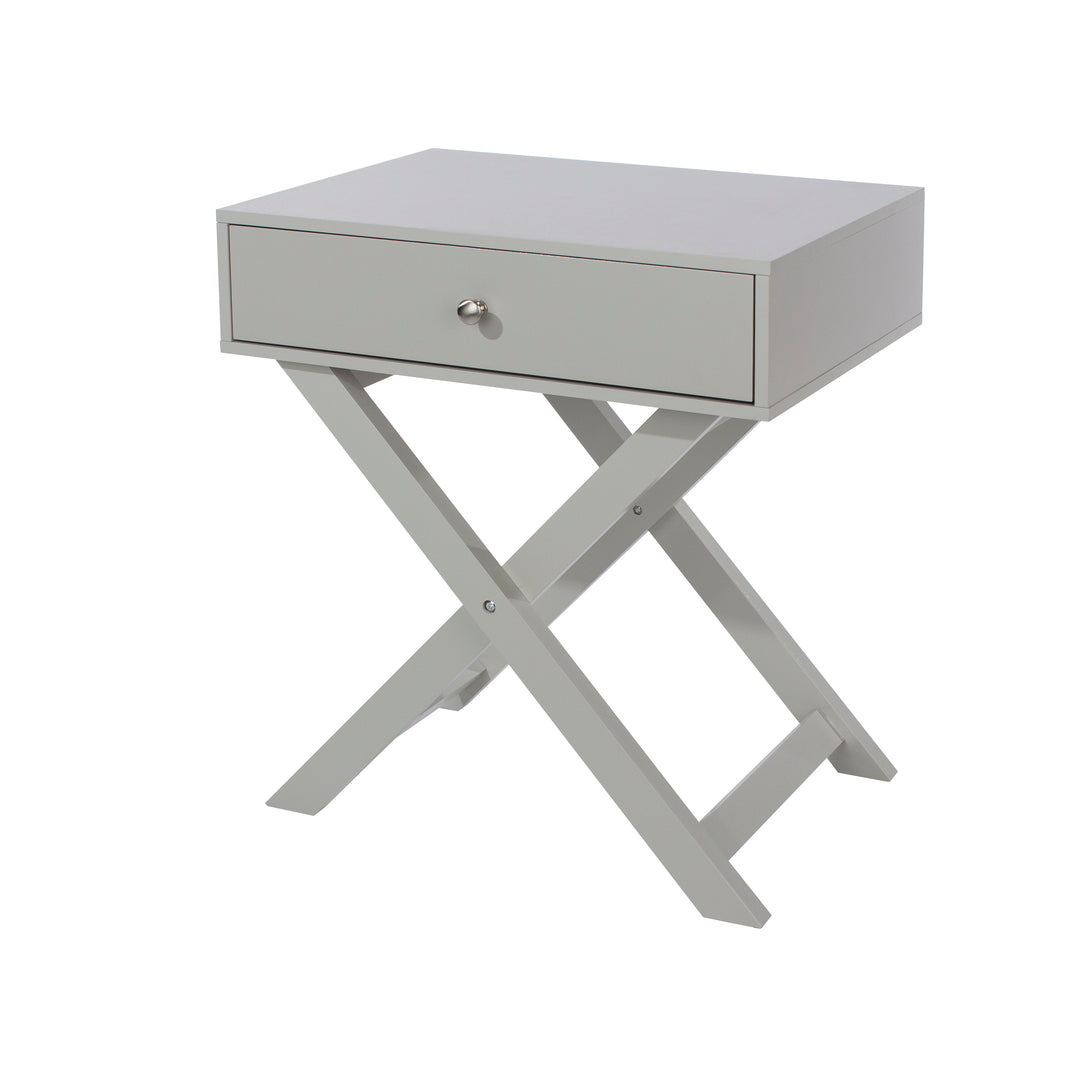 Options Grey X Leg  1 Drawer Petite Bedside Cabinet Grey  (DHD) Image 1