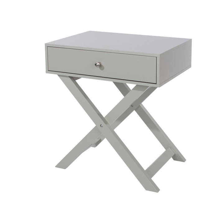 Options Grey X Leg  1 Drawer Petite Bedside Cabinet Grey  (DHD) Image 1