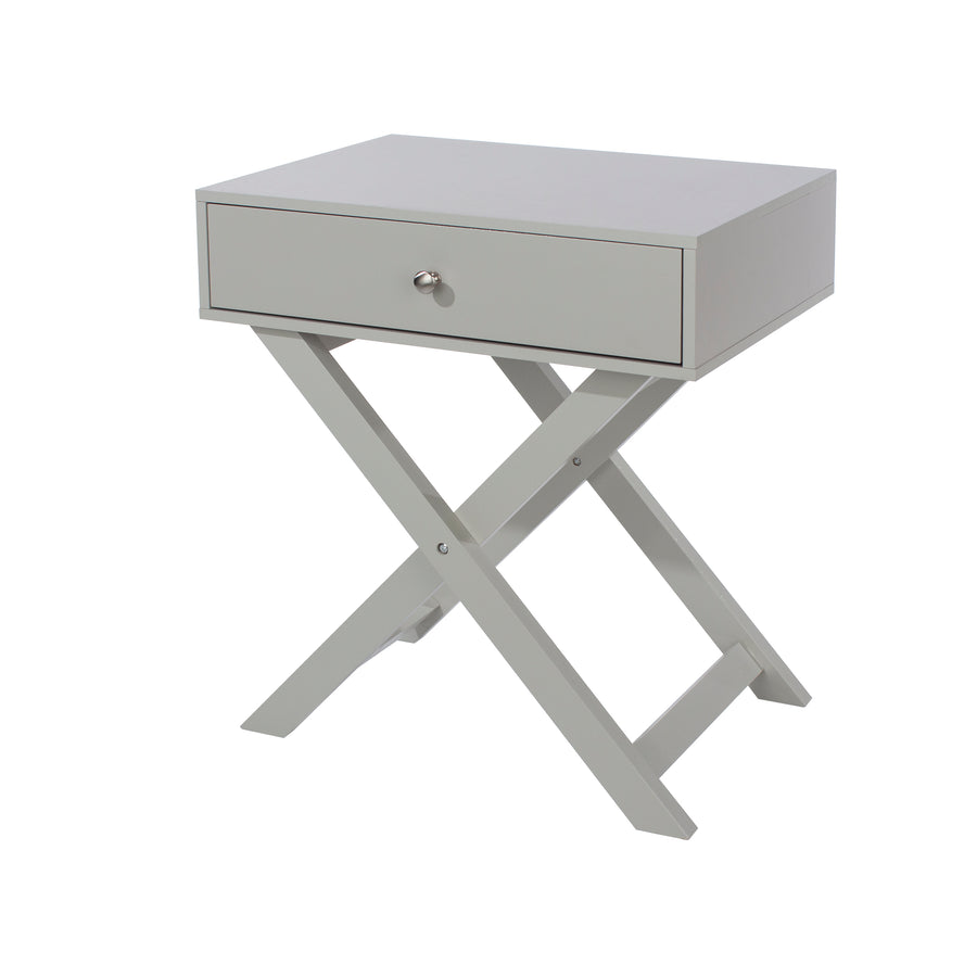 Options Grey X Leg  1 Drawer Petite Bedside Cabinet Grey  (DHD) Image 1