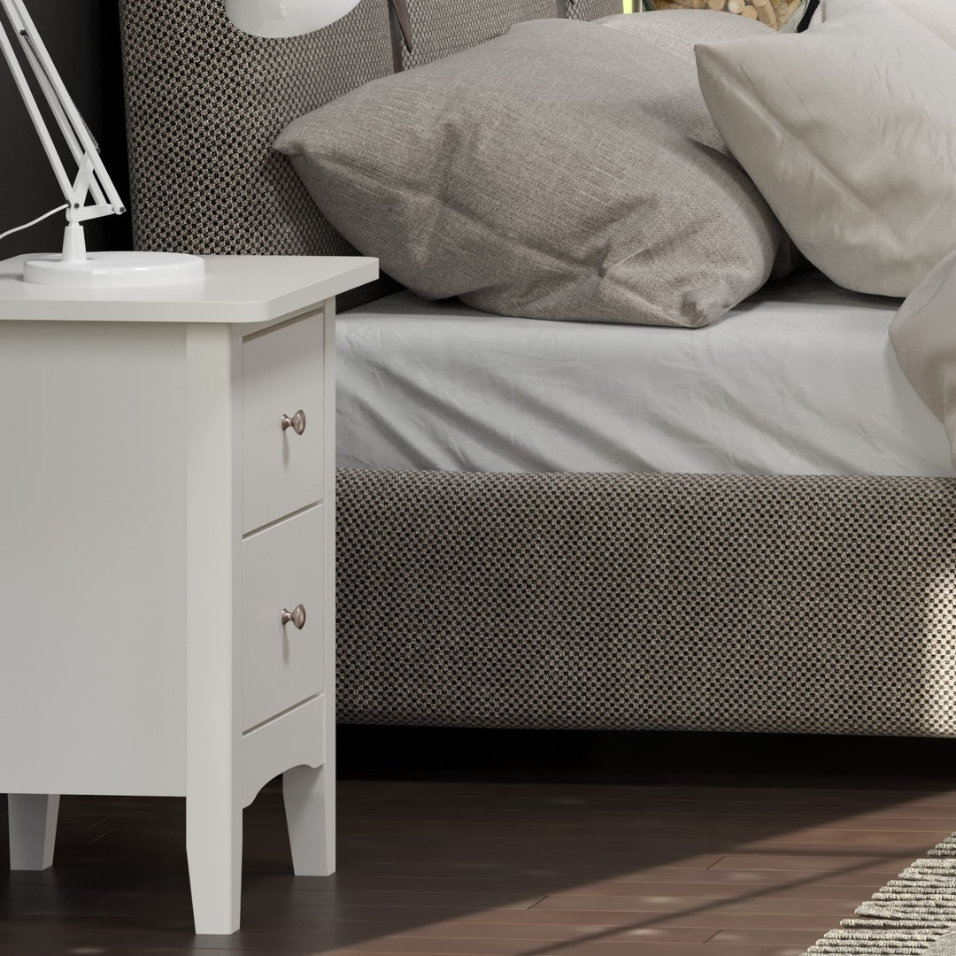 Como White 2 Petite Drawer Bedside Cabinet  White  (DHD) Image 5