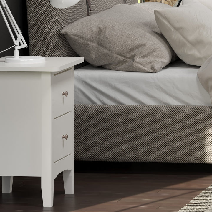 Como White 2 Petite Drawer Bedside Cabinet  White  (DHD) Image 5