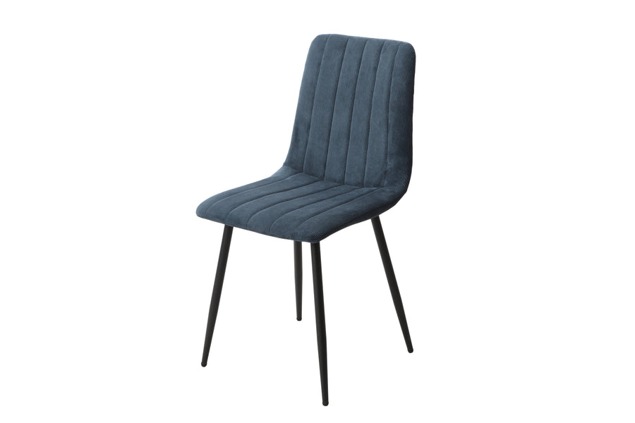 Aspen Straight Stitch Blue Cord Dining Chair, Black Tapered Legs (Pair) Blue Black (DHD) Image 1