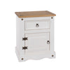 Corona White 1 Door, 1 Drawer Bedside Cabinet  White Wax Antique Waxed Pine (DHD) Image 3