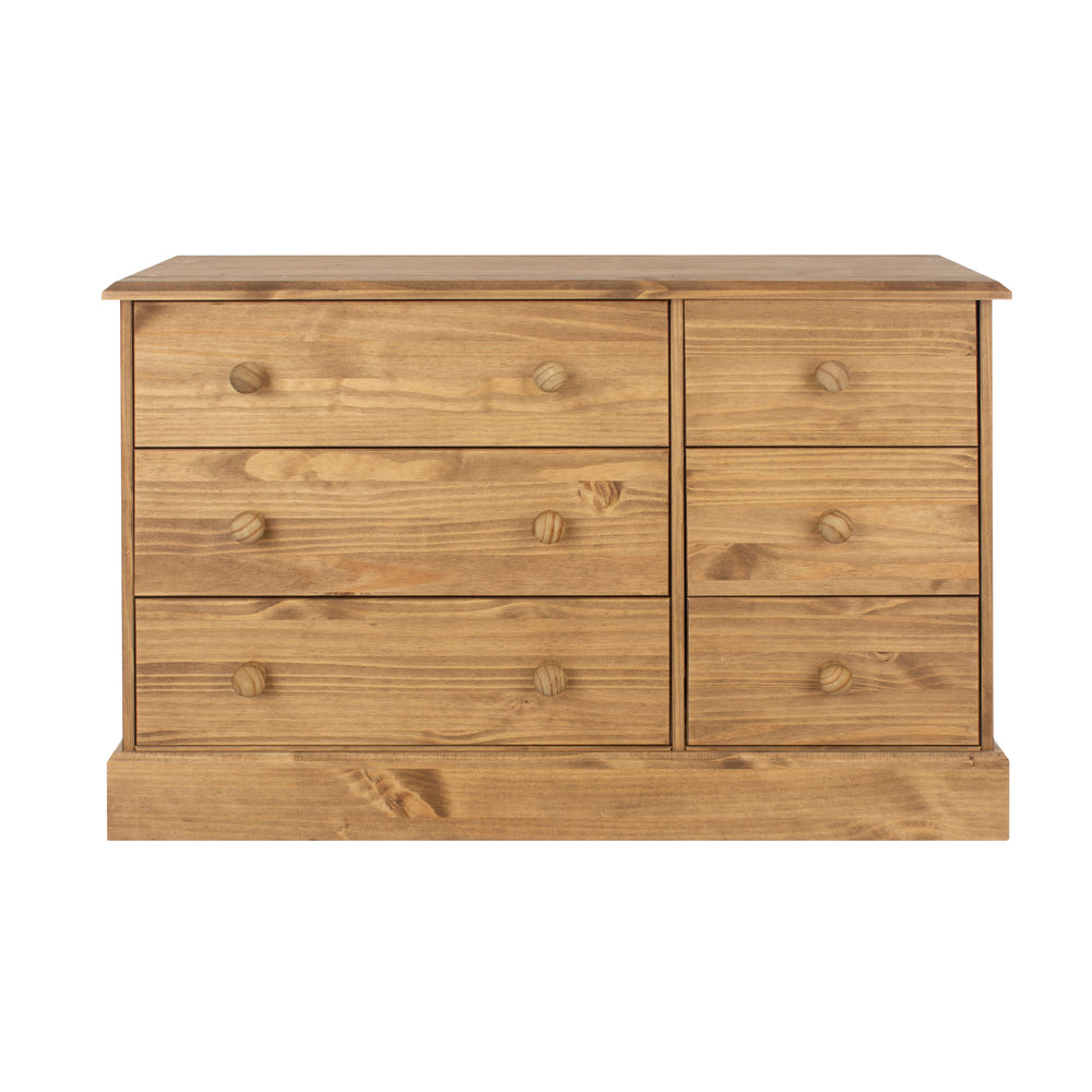 Cotswold 3+3 Drawer Wide Chest Antique Waxed Pine  (DHD) Image 2