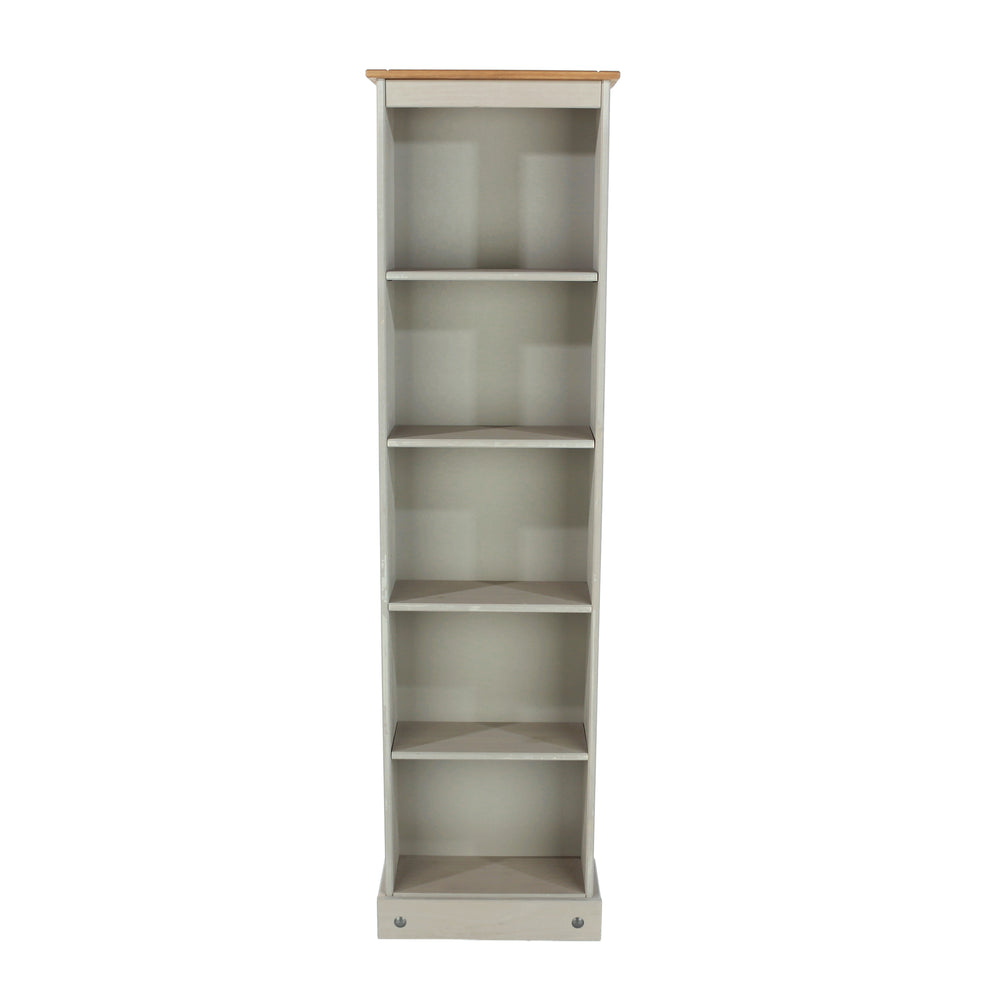 Corona Grey Tall Narrow Bookcases  Grey Wax Antique Waxed Pine (DHD) Image 2
