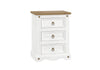 Corona White 3 Drawer Bedside Cabinet  White Wax Antique Waxed Pine (DHD) Image 3