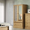 Cotswold 2 Mirror Door, 1 Drawer Wardrobe Antique Waxed Pine  (DHD) Image 6