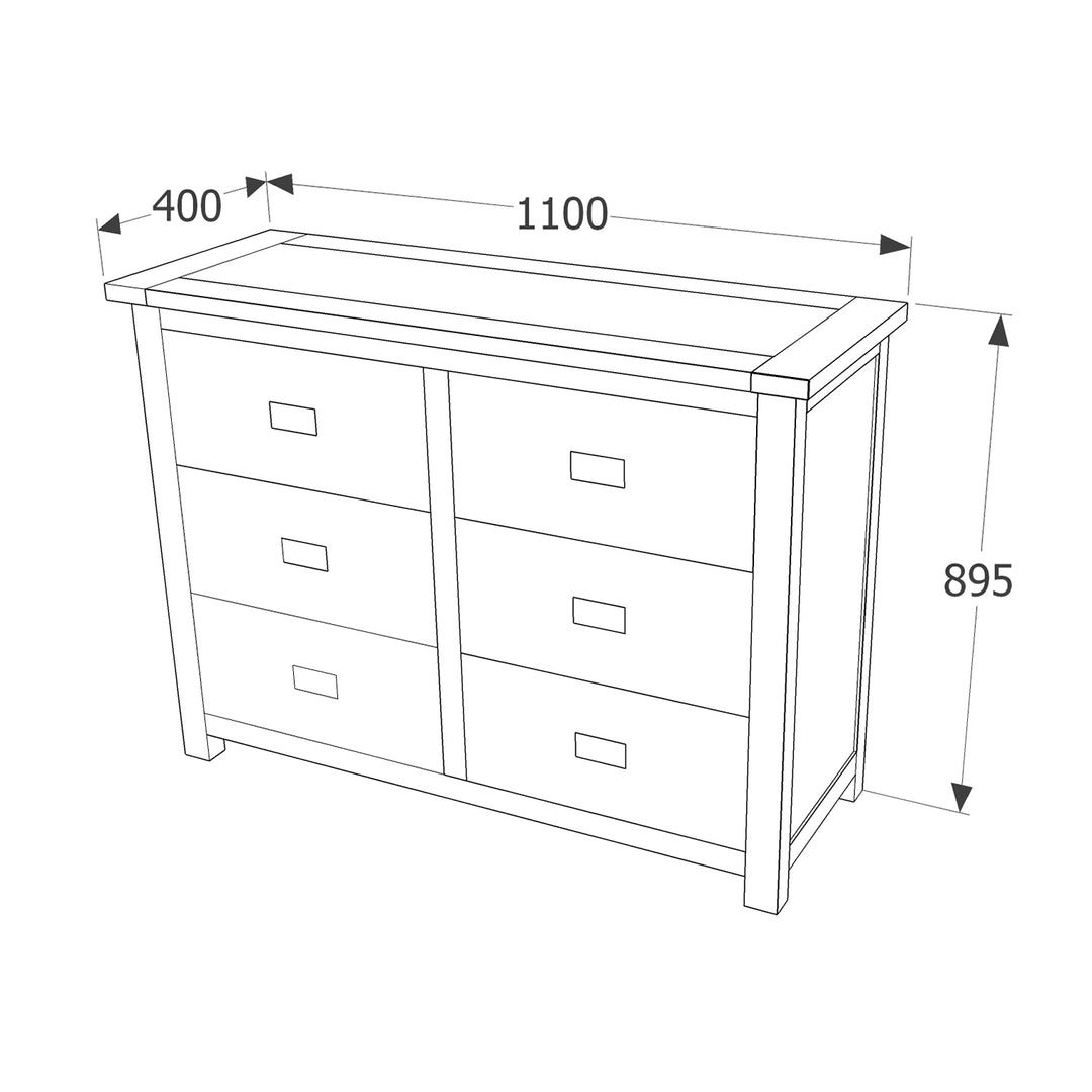 Dunkeld 3+3 Dr Wide Chest Midnight Blue Antique Oak Effect Wax (DHD) Image 5