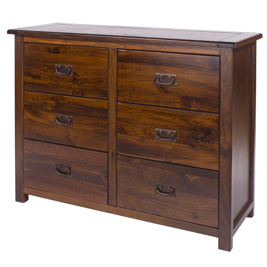 Boston 3+3 Drawer Wide Chest Dark Brown  (DHD) Image 1