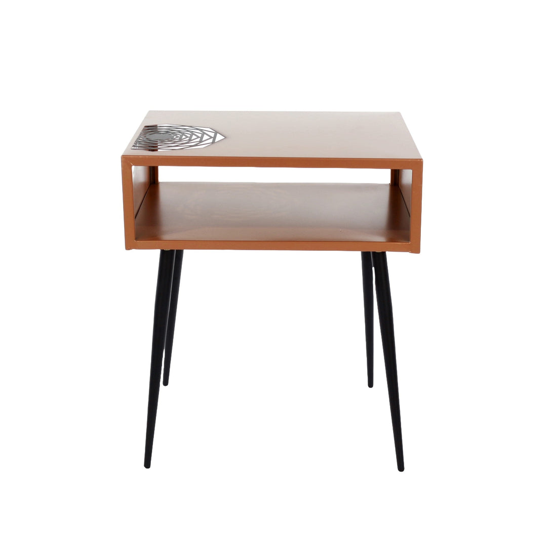 Options Galaxy Metal Bedside Table, Copper With Black Legs Copper Black (Self Assembly) (DHD)