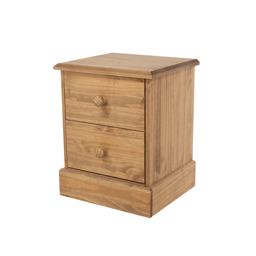 Cotswold 2 Drawer Bedside Cabinet Antique Waxed Pine  (DHD) Image 1
