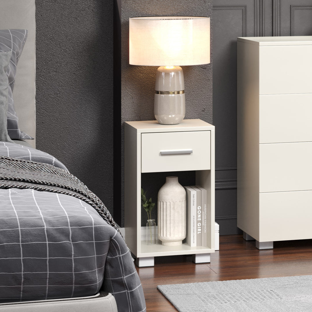 Lido 1 Drawer Compact Bedside Cabinet  White  (DHD) Image 5