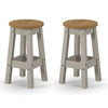 Corona Grey Low Round Breakfast Stools (Pair)  Grey Antique Waxed Pine (DHD) Image 2
