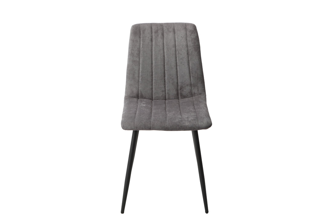 Aspen Straight Stitch Grey Dining Chair, Black Tapered Legs (Pair) Grey Black (DHD) Image 2
