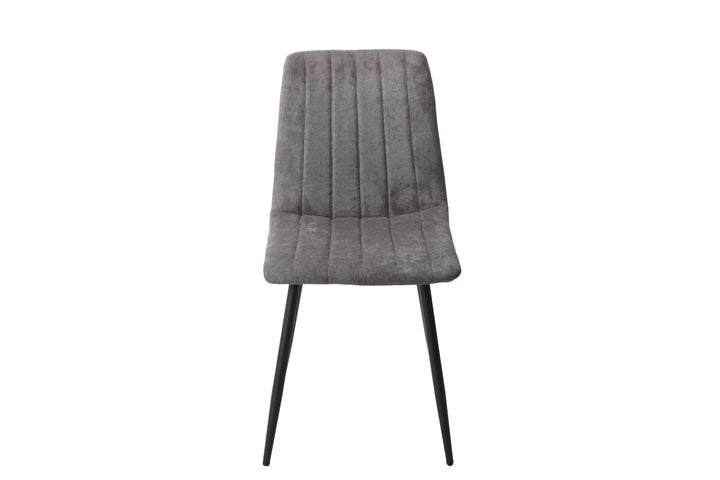 Aspen Straight Stitch Grey Dining Chair, Black Tapered Legs (Pair) Grey Black (DHD) Image 2