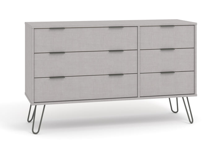 Augusta Grey 3+3 Drawer Wide Chest Of Drawers Grey   (DHD) Image 3