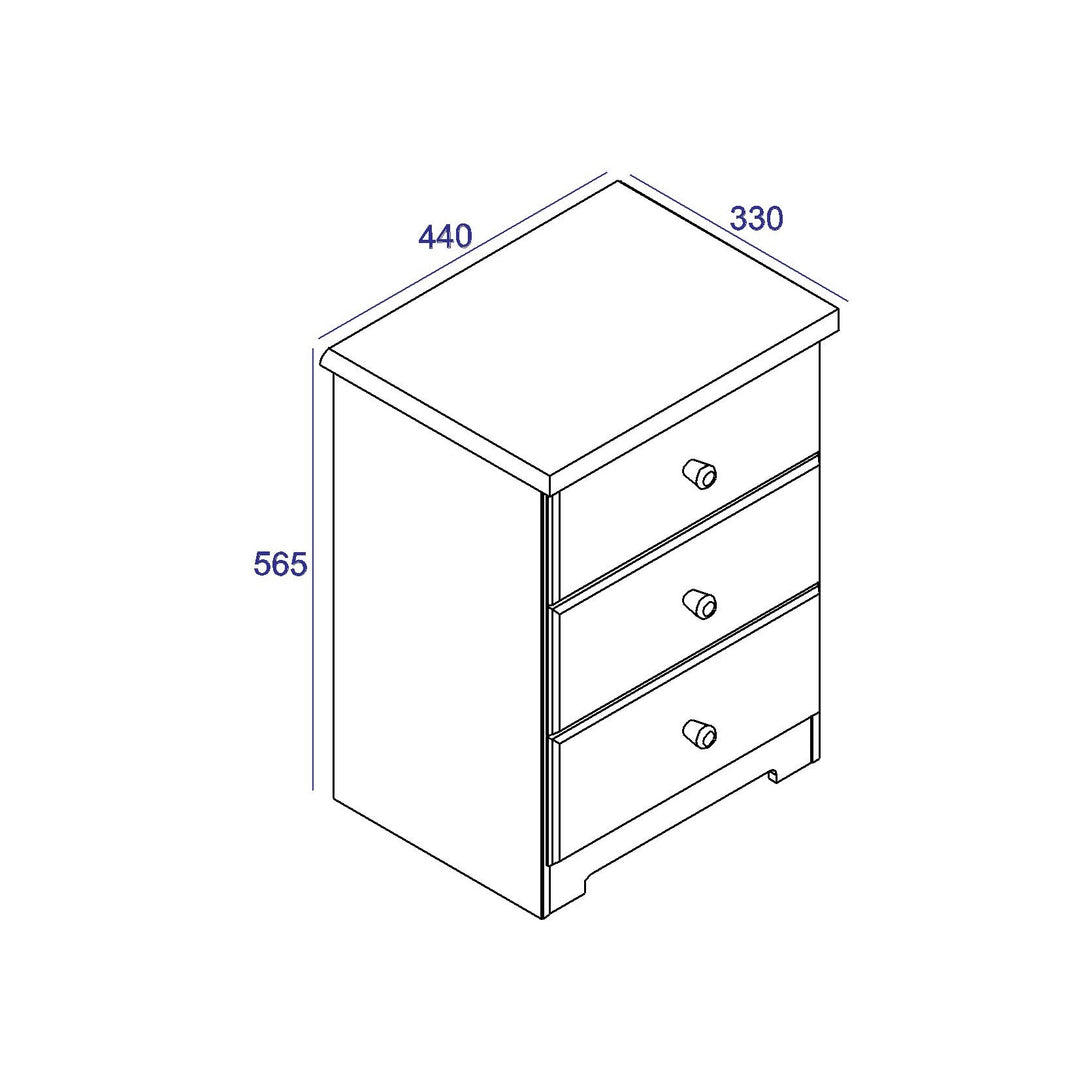 Colorado 3 Drawer Bedside Cabinet  Soft White Oak (DHD) Image 7