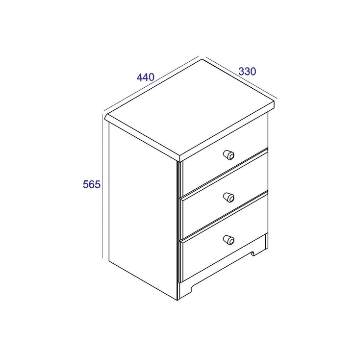 Colorado 3 Drawer Bedside Cabinet  Soft White Oak (DHD) Image 7