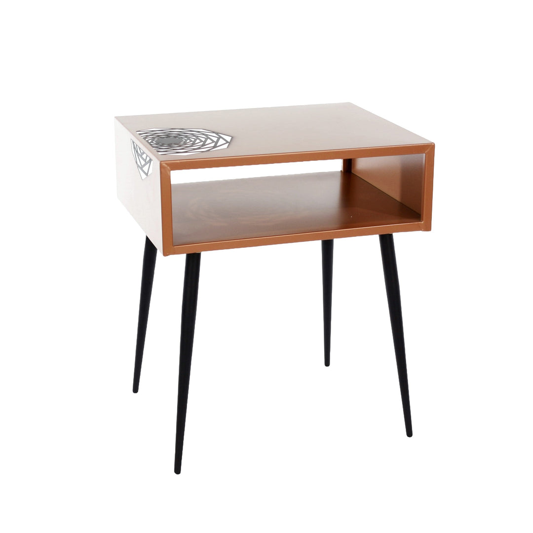 Options Galaxy Metal Bedside Table, Copper With Black Legs Copper Black (Self Assembly) (DHD)