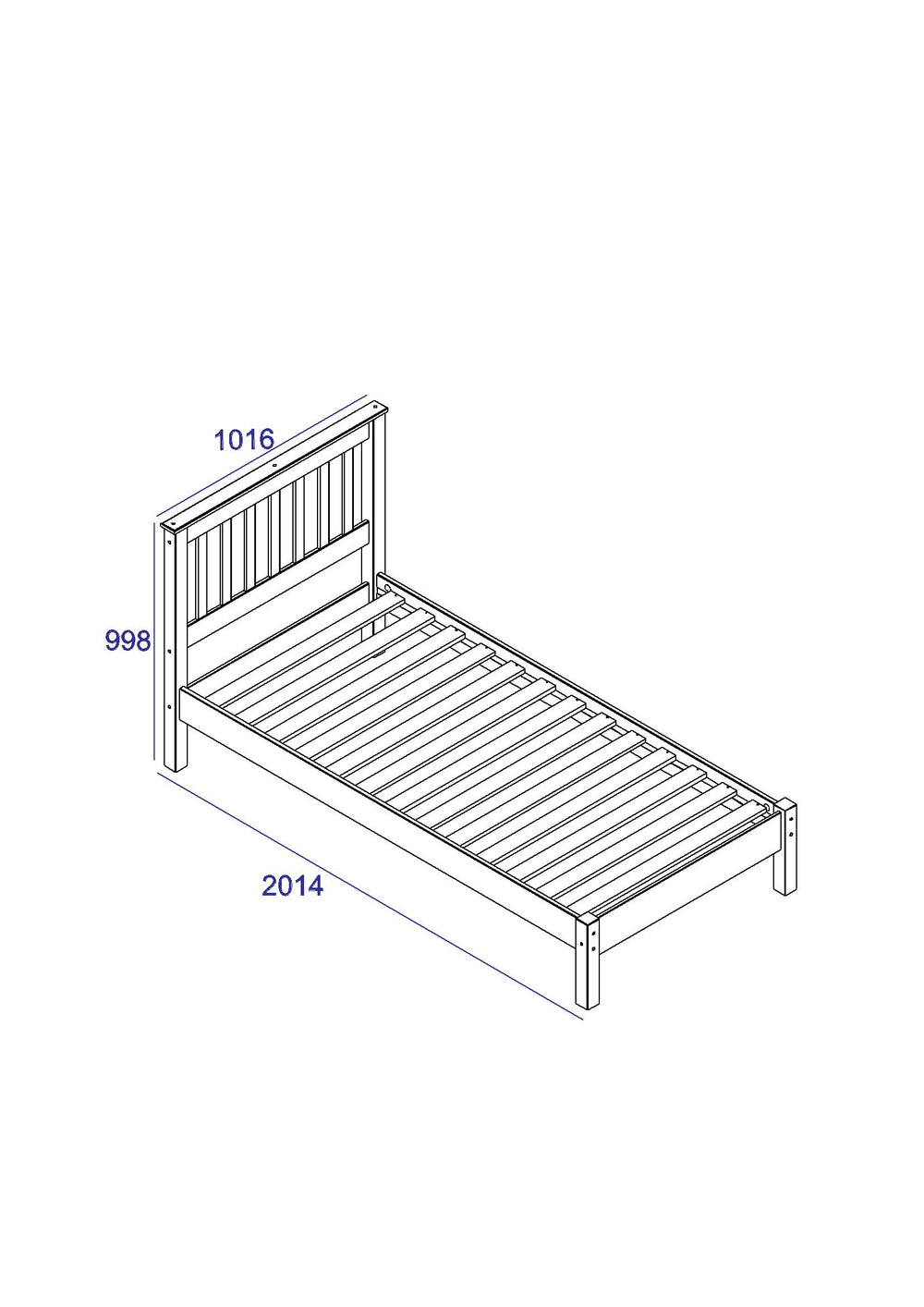 Corona Grey 3'0" Slatted Lowend Bedstead Grey Wax Antique Waxed Pine (DHD) Image 2