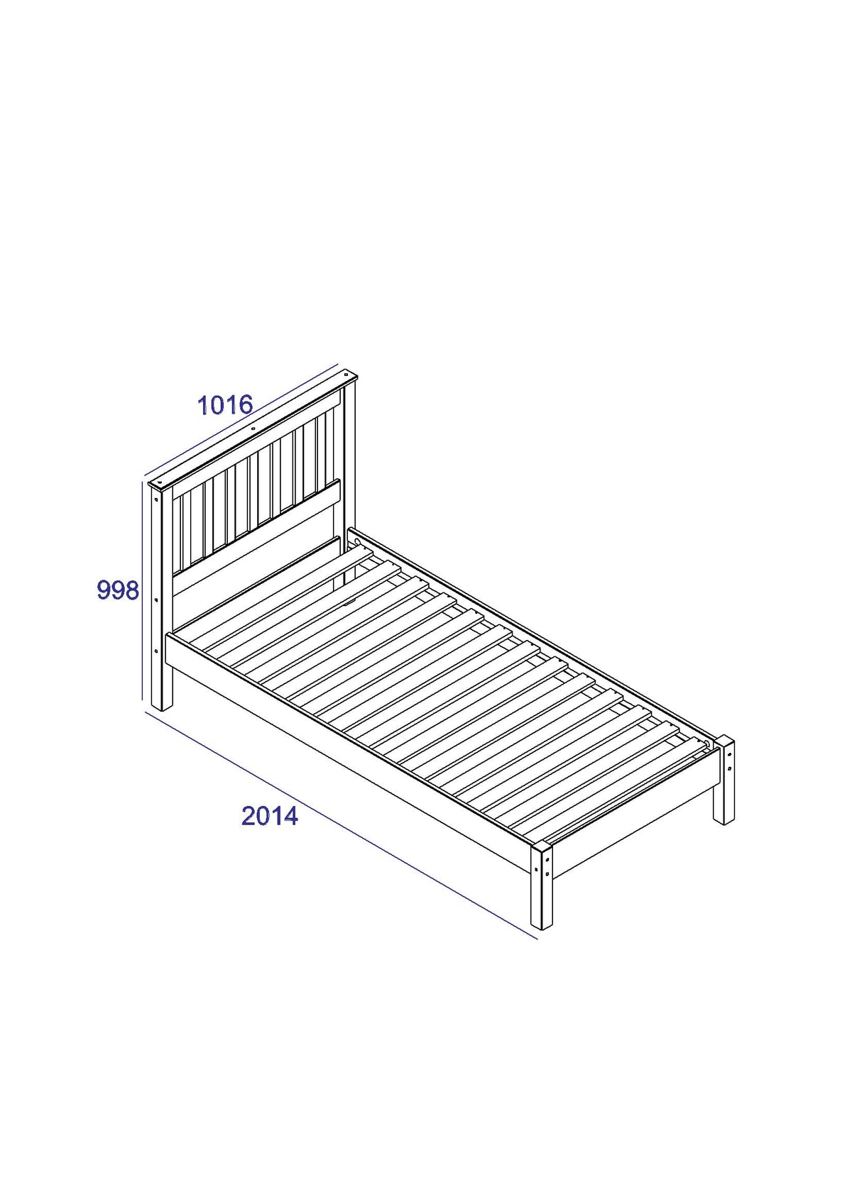 Corona Grey 3'0" Slatted Lowend Bedstead Grey Wax Antique Waxed Pine (DHD) Image 2