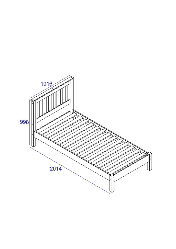 Corona Grey 3'0" Slatted Lowend Bedstead Grey Wax Antique Waxed Pine (DHD) Image 2