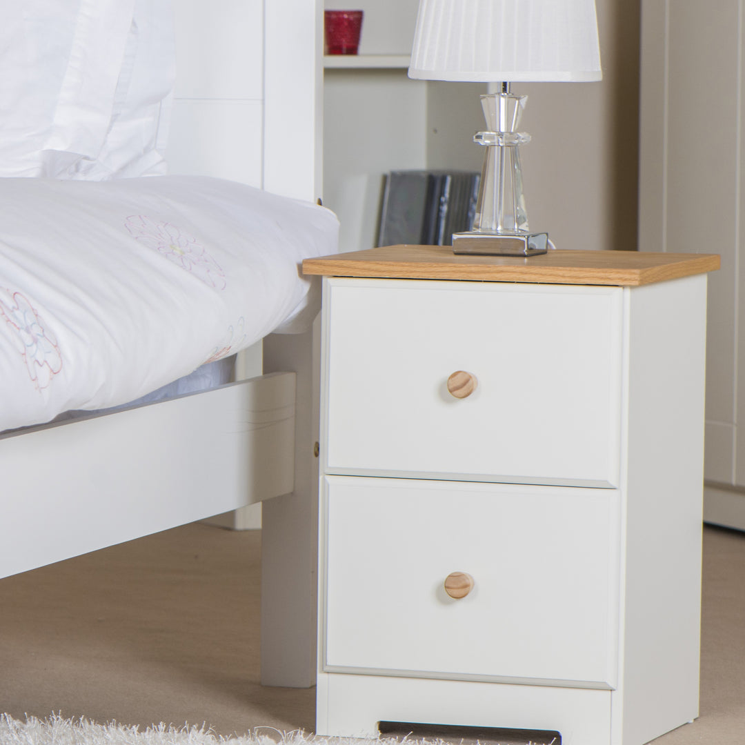 Colorado 2 Drawer Petite Bedside Cabinet Soft White Oak (DHD) Image 5