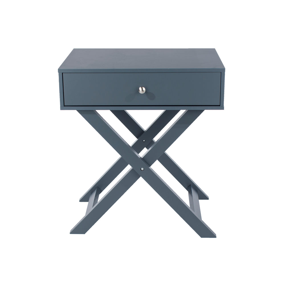 Options Blue X Leg  1 Drawer Petite Bedside Cabinet Blue  (DHD) Image 2