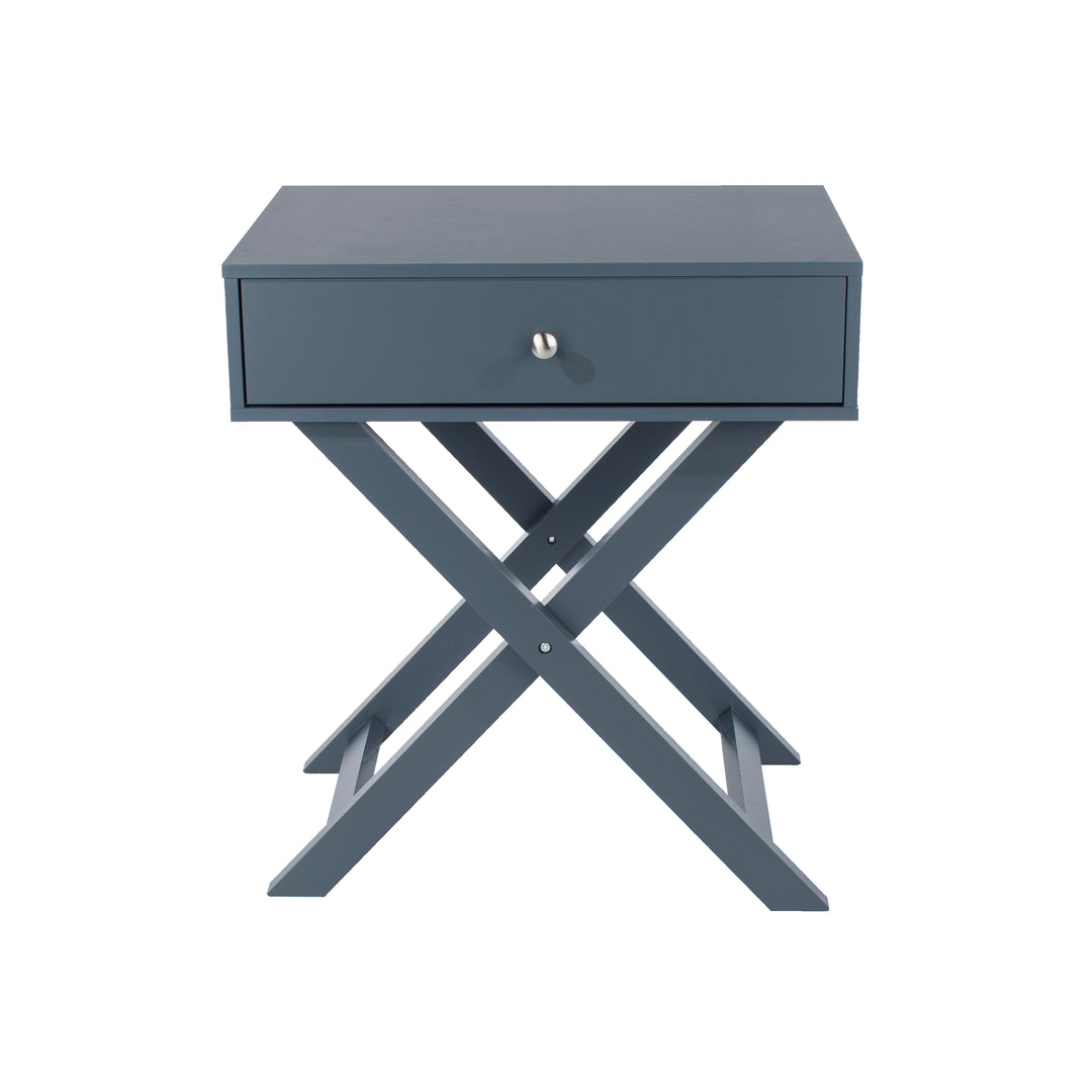 Options Blue X Leg  1 Drawer Petite Bedside Cabinet Blue  (DHD) Image 2