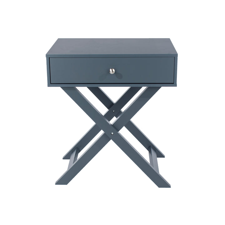 Options Blue X Leg  1 Drawer Petite Bedside Cabinet Blue  (DHD) Image 2