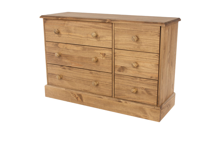 Cotswold 3+3 Drawer Wide Chest Antique Waxed Pine  (DHD) Image 1