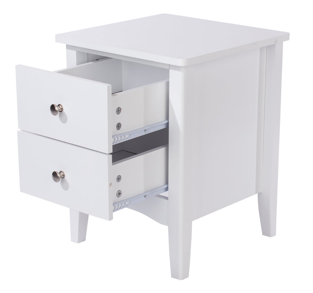Como White 2 Petite Drawer Bedside Cabinet  White  (DHD) Image 4