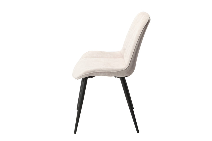 Aspen Diamond Stitch Natural Fabric Dining Chair, Black Tapered Legs (Pair) Natural Black (DHD) Image 3