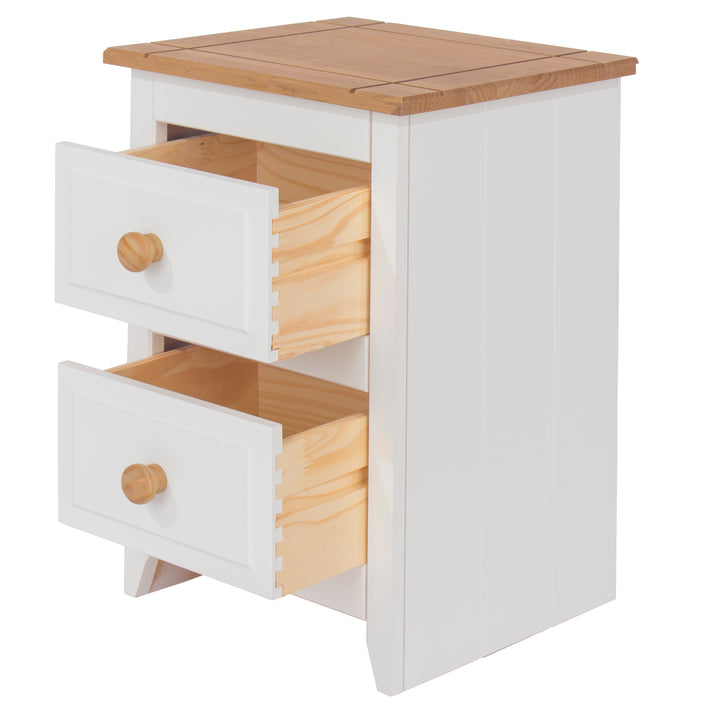 Capri 2 Drawer Petite Bedside Cabinet White Antique Waxed Pine (DHD) Image 4