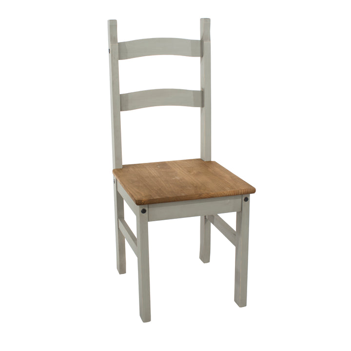 Corona Grey Solid Pine Chairs (Pair) Grey Wax Antique Waxed Pine (DHD) Image 3
