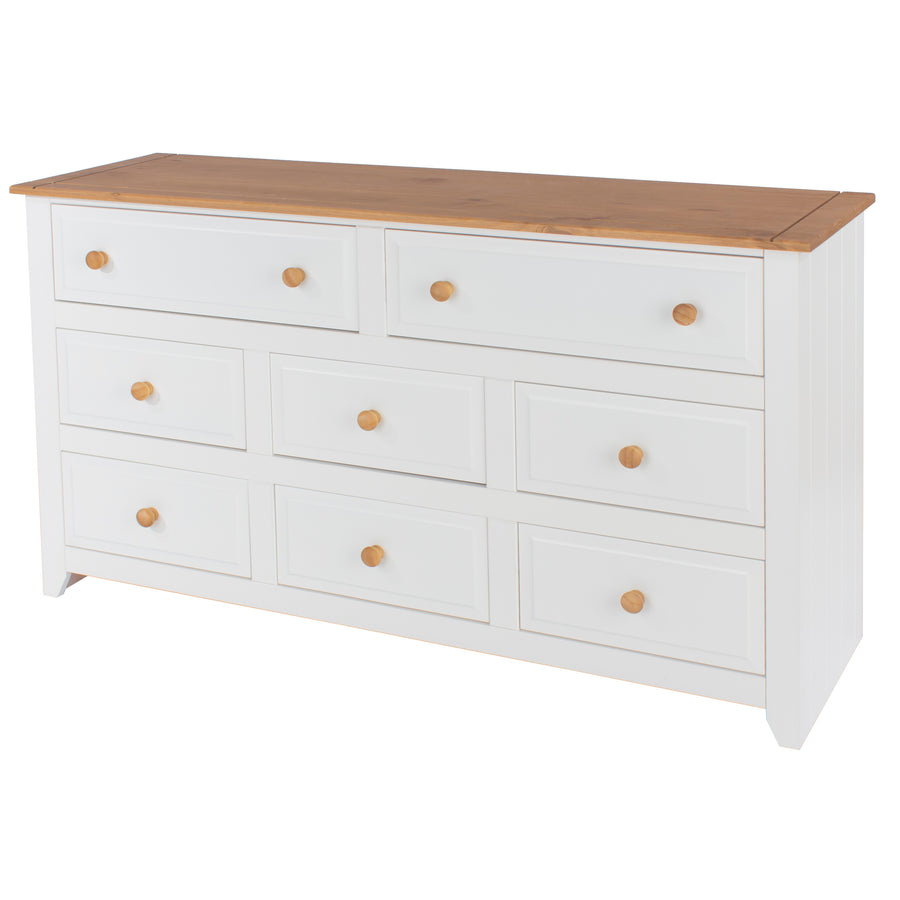 Capri 6+2 Drawer Large Chest White Antique Waxed Pine (DHD) Image 1
