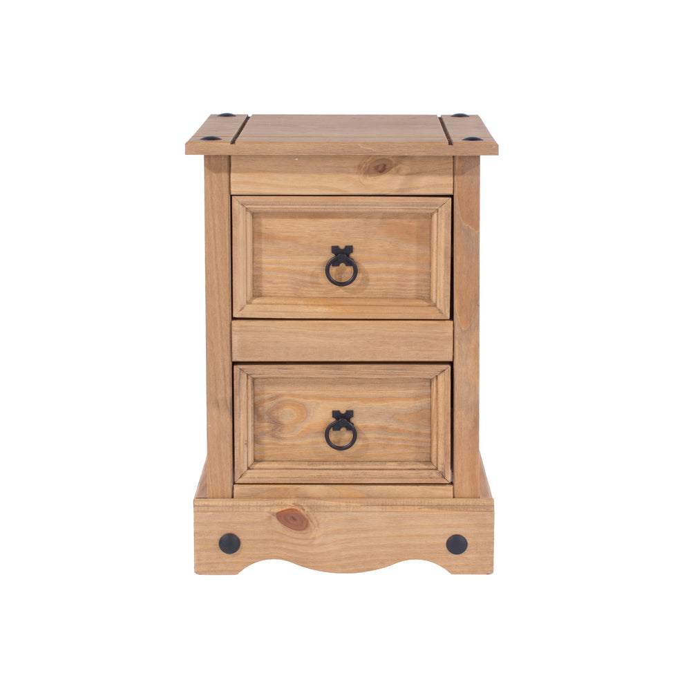 Corona 2 Drawer Petite Bedside Cabinet Antique Waxed Pine  (DHD) Image 2