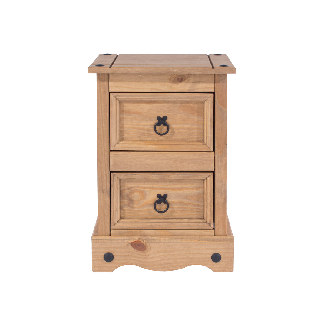 Corona 2 Drawer Petite Bedside Cabinet Antique Waxed Pine  (DHD) Image 2