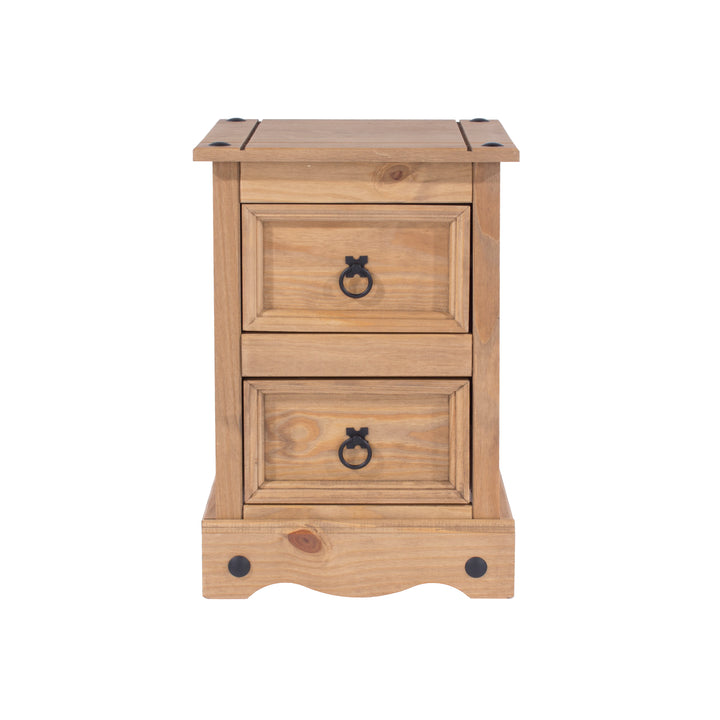Corona 2 Drawer Petite Bedside Cabinet Antique Waxed Pine  (DHD) Image 2