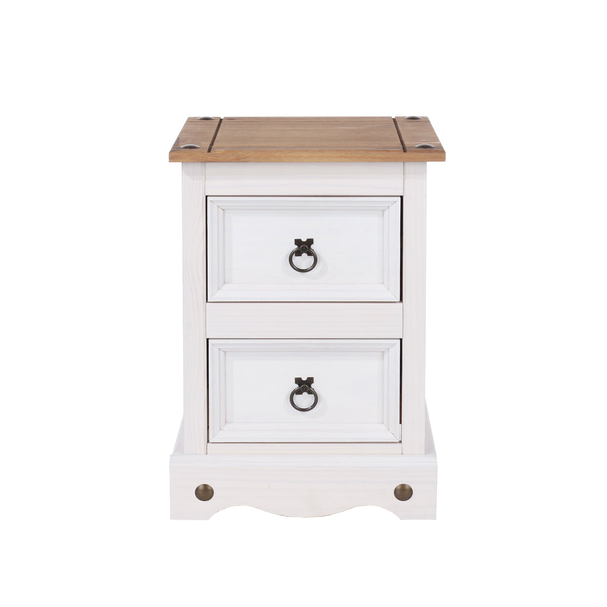 Corona White 2 Drawer Petite Bedside Cabinet White Wax Antique Waxed Pine (DHD) Image 2