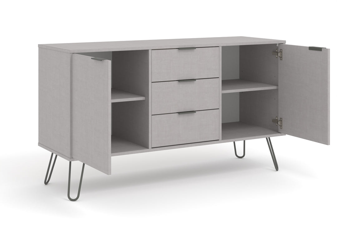 Augusta Grey Medium Sideboard With 2 Door, 3 Drawers Grey   (DHD) Image 5